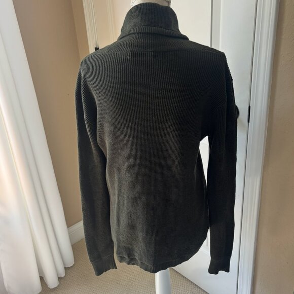 Ralph Lauren - Thermal Knit Cowl Neck Army Green Sweater - 100% Cotton (Size: M) - Picture 2 of 7